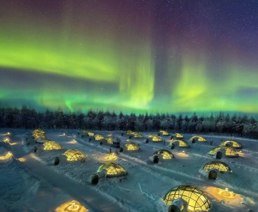 The Northern Lights from the Hotel Room in Finland